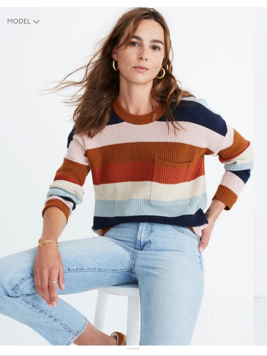 Madewell Sweaters - Madewell Rainbow Stripe Thompson Color Block Pullover Preppy Sweater XS